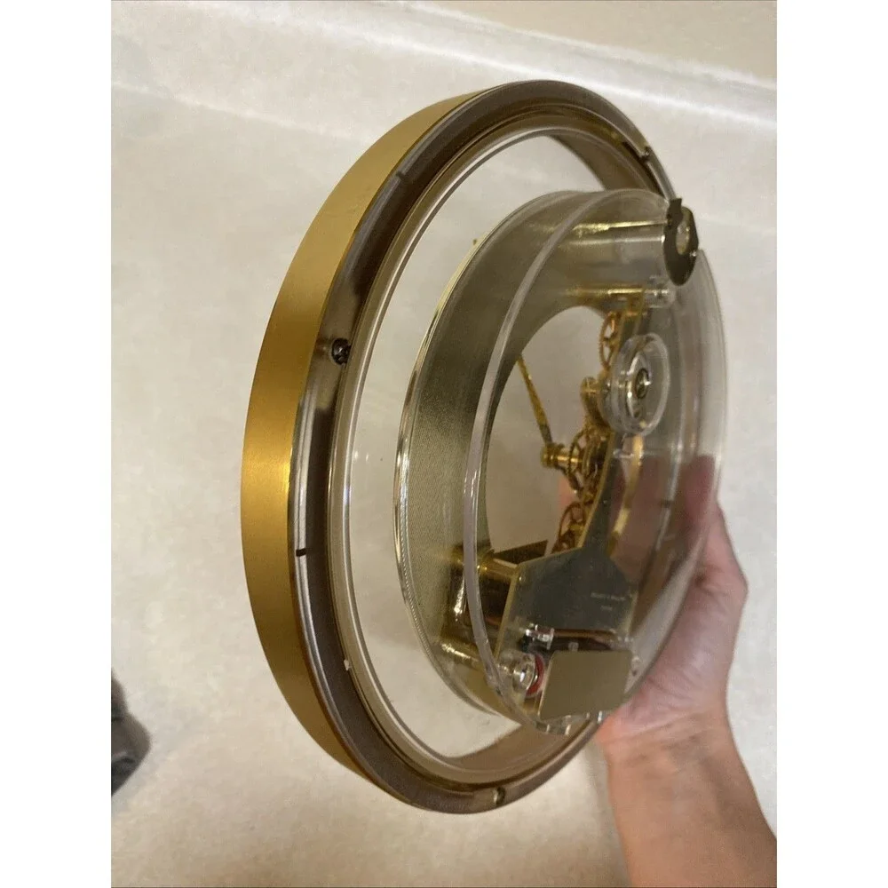 Verichron Wall Clock Skeleton Quartz Vintage Gold Brass Mechanism Roman Numerals